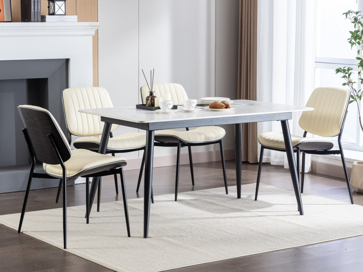 Retro Dining Chairs Set of 2 with Curved Wood Back