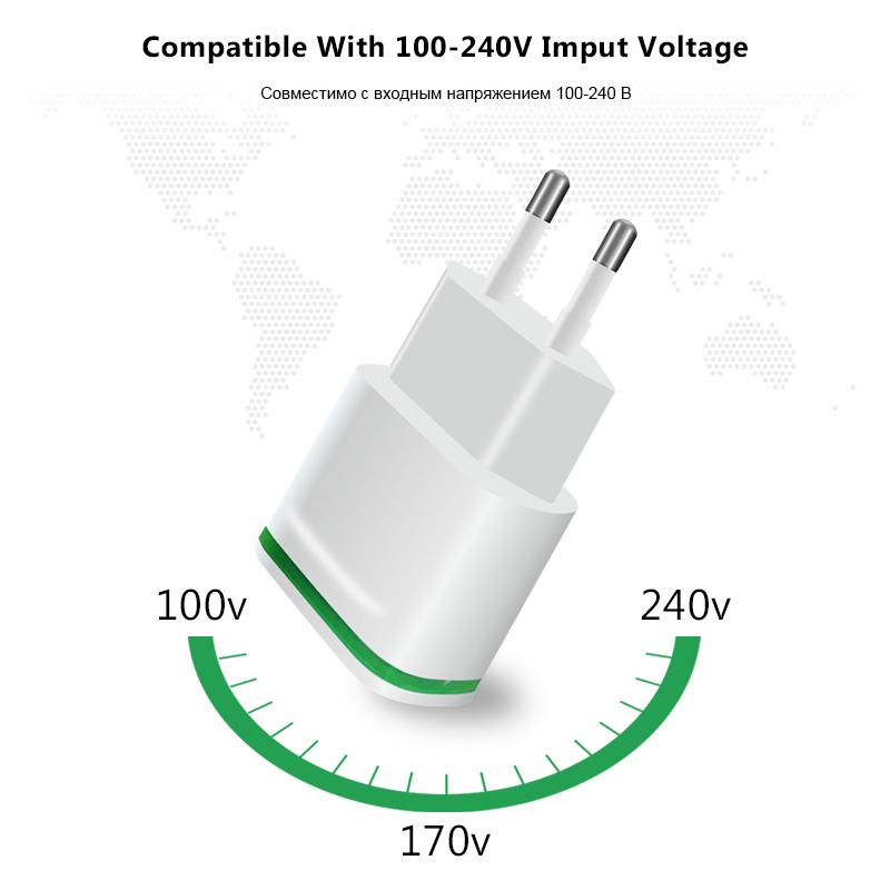 Dual USB Wall Charger with LED Light 2.1A