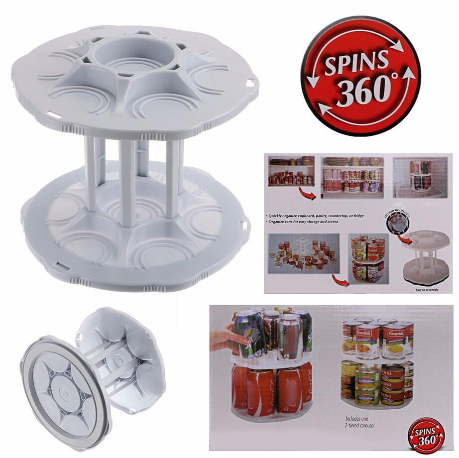 2-Tier Can Organizer Carousel That Spins to Show Every Can