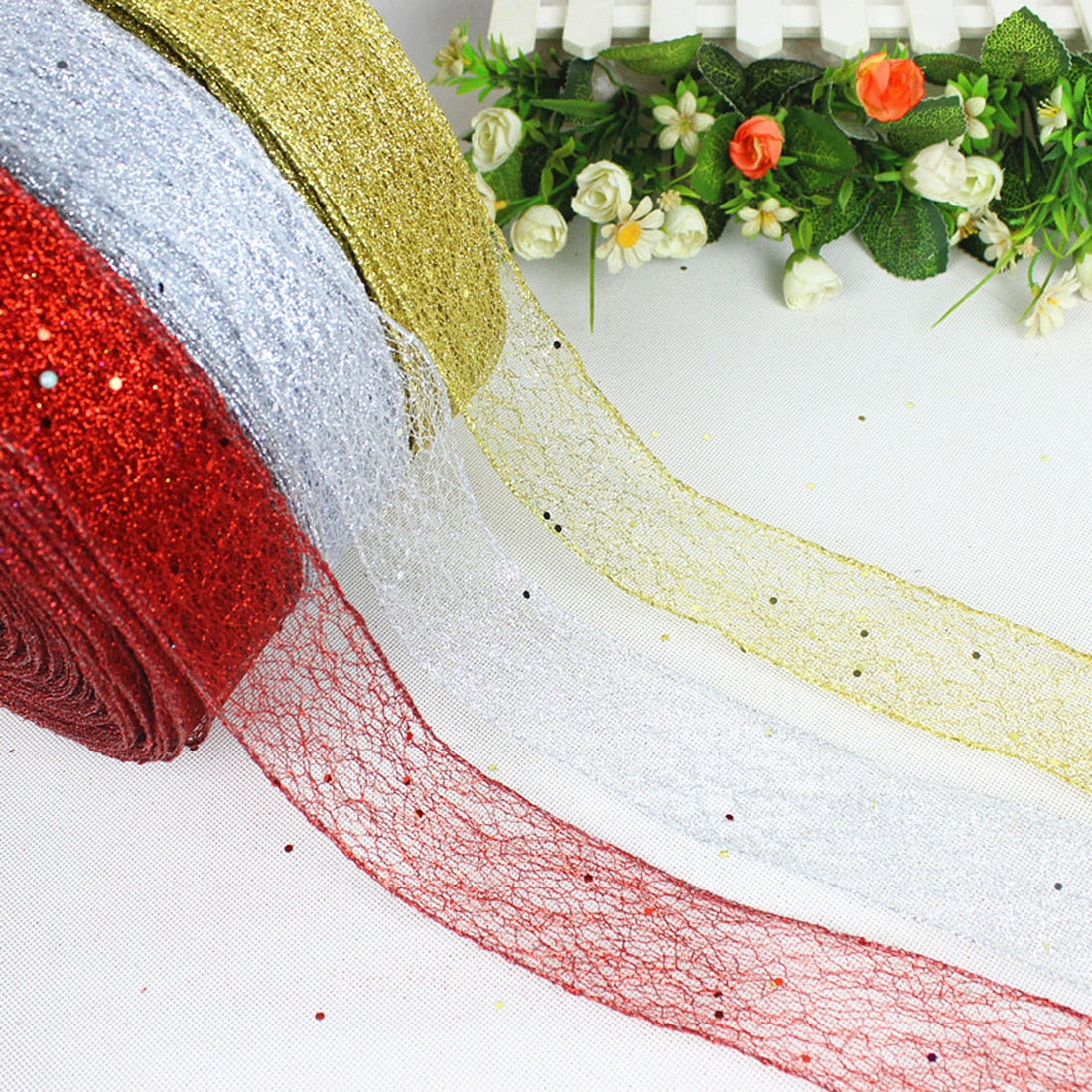Metallic Mesh Ribbon for Sparkling Gifts & Party Decor