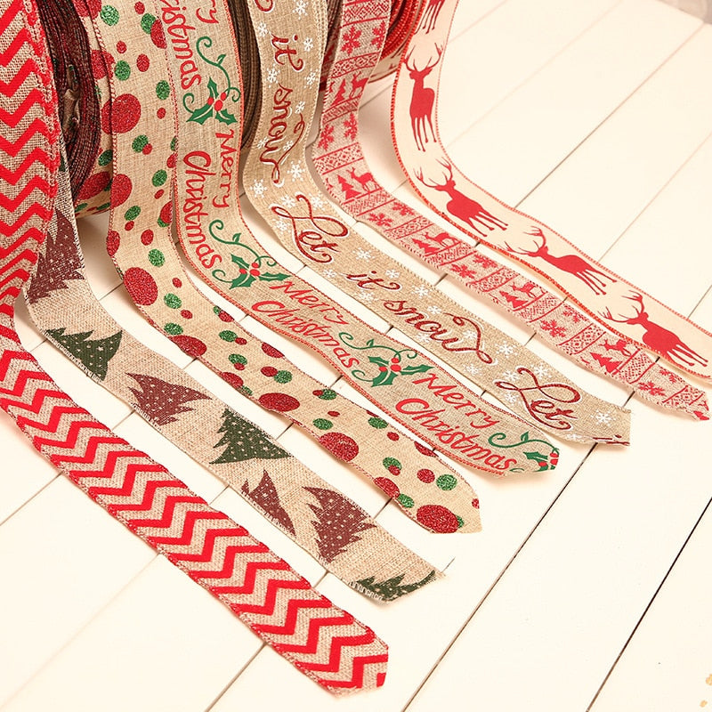 Linen Christmas Ribbon for Festive Gift Wrapping Decor