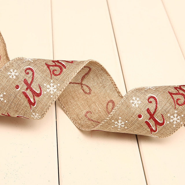 Linen Christmas Ribbon for Festive Gift Wrapping Decor