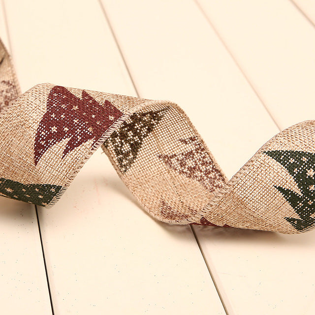 Linen Christmas Ribbon for Festive Gift Wrapping Decor