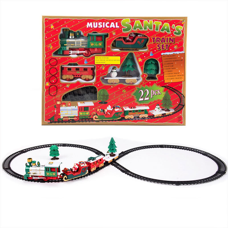 Christmas Train Set With Musical Santa Tree Display