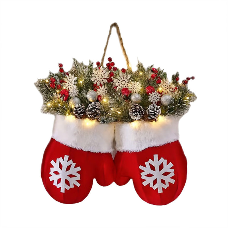 Christmas Garland with Lights and Stockings for Doors