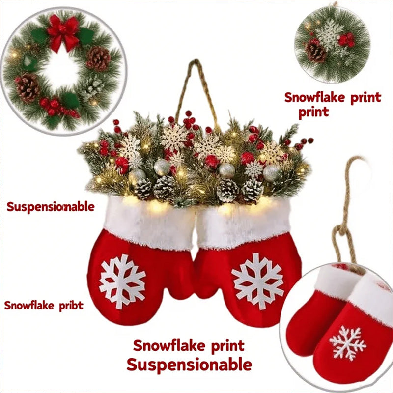Christmas Garland with Lights and Stockings for Doors