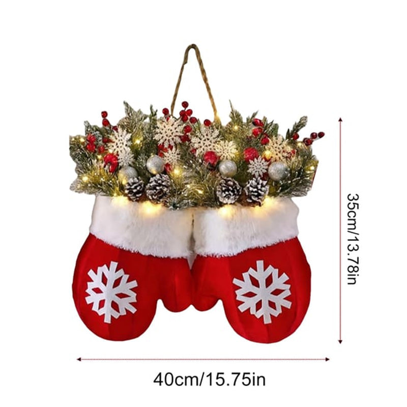 Christmas Garland with Lights and Stockings for Doors