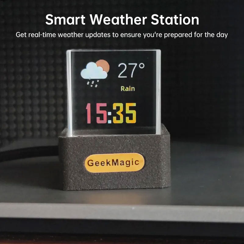 Crystal Cube Desktop Display With Photo Weather Clock