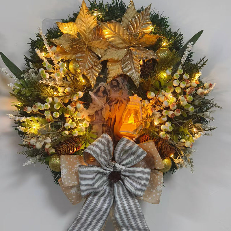 Christmas Wreath Garland for Illuminated Front Doors