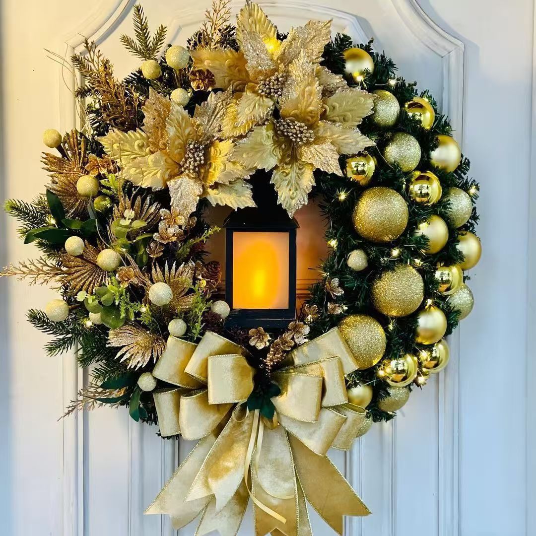 Christmas Wreath Garland for Illuminated Front Doors