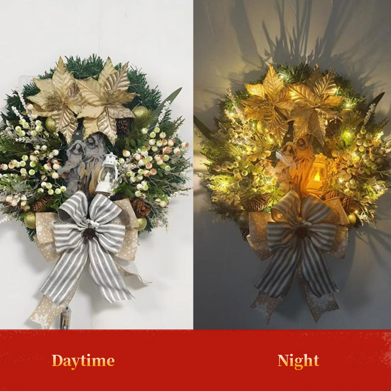 Christmas Wreath Garland for Illuminated Front Doors
