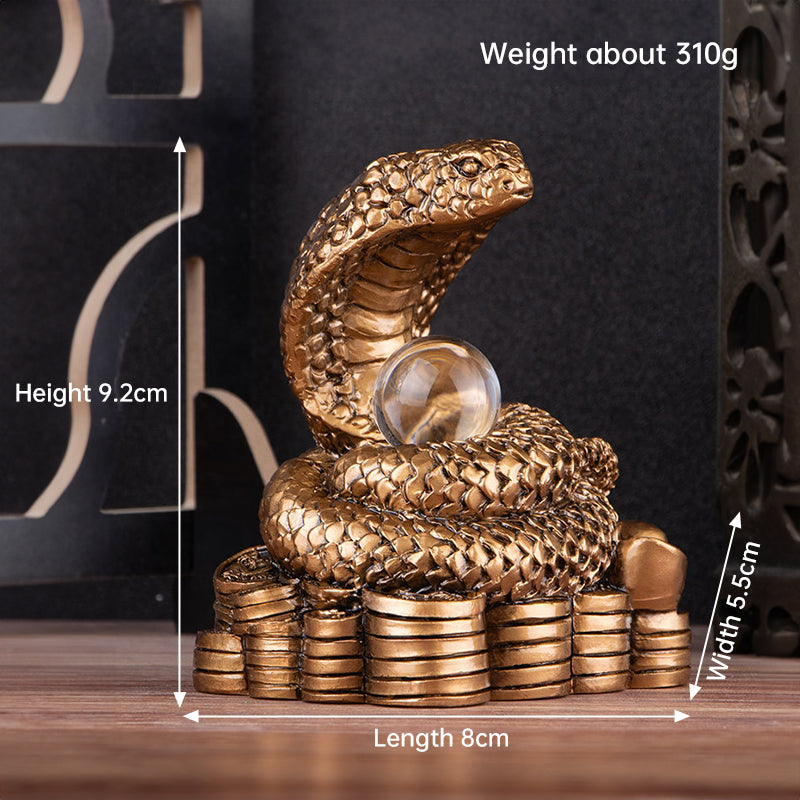 Snake Year Resin Ornament for Prosperity Desk Decor