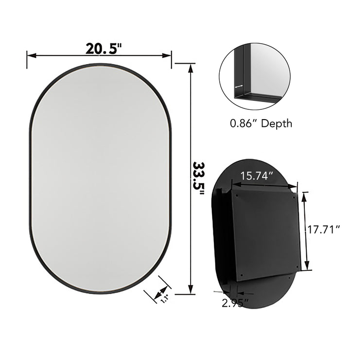 Oval Recessed Medicine Cabinet With Adjustable Shelves