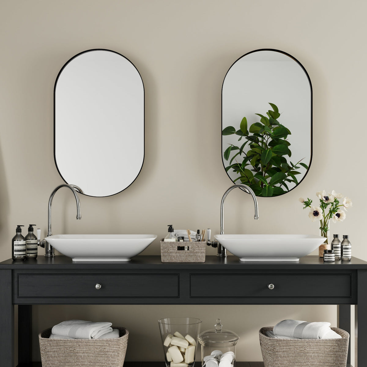 Oval Recessed Medicine Cabinet With Adjustable Shelves