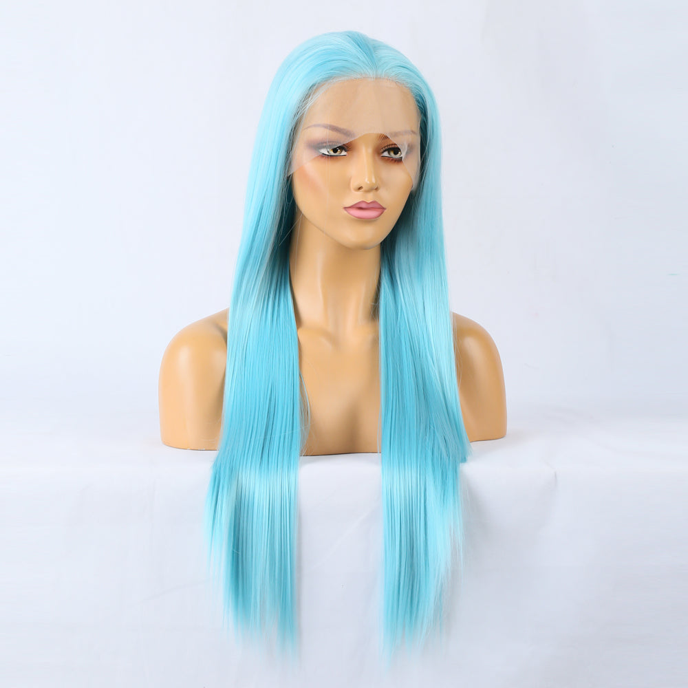 Blue Lace Front Wig – Long Aqua Straight Statement Hair