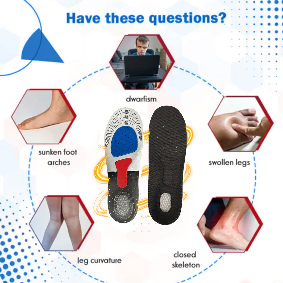 Height-Boosting Insoles With Cushioned Arch Support
