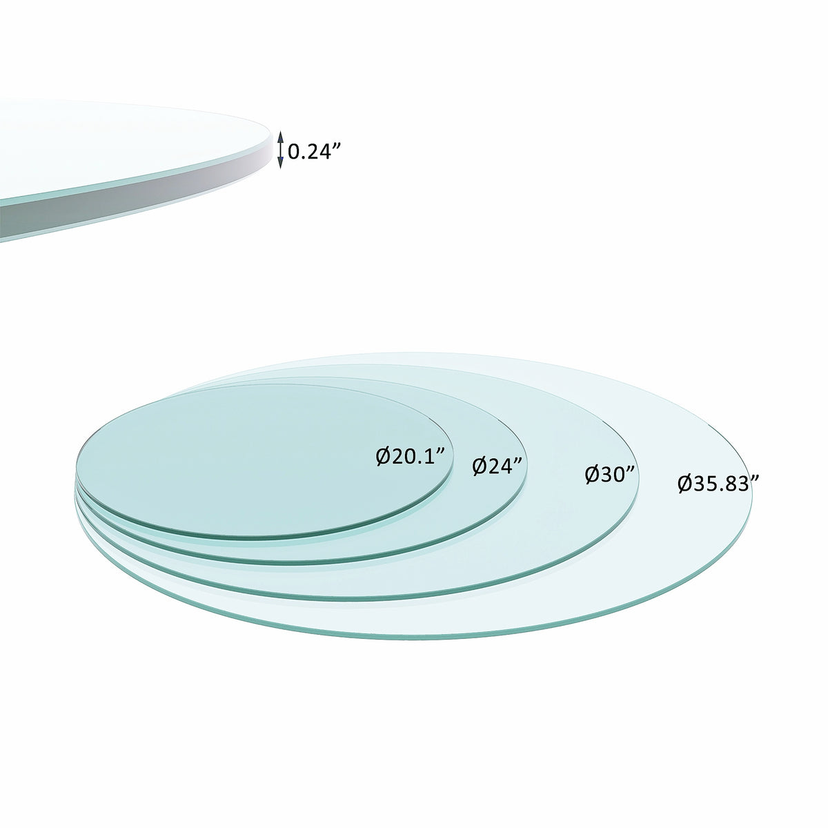 36 Inch Round Tempered Glass Table Top for Coffee Tables