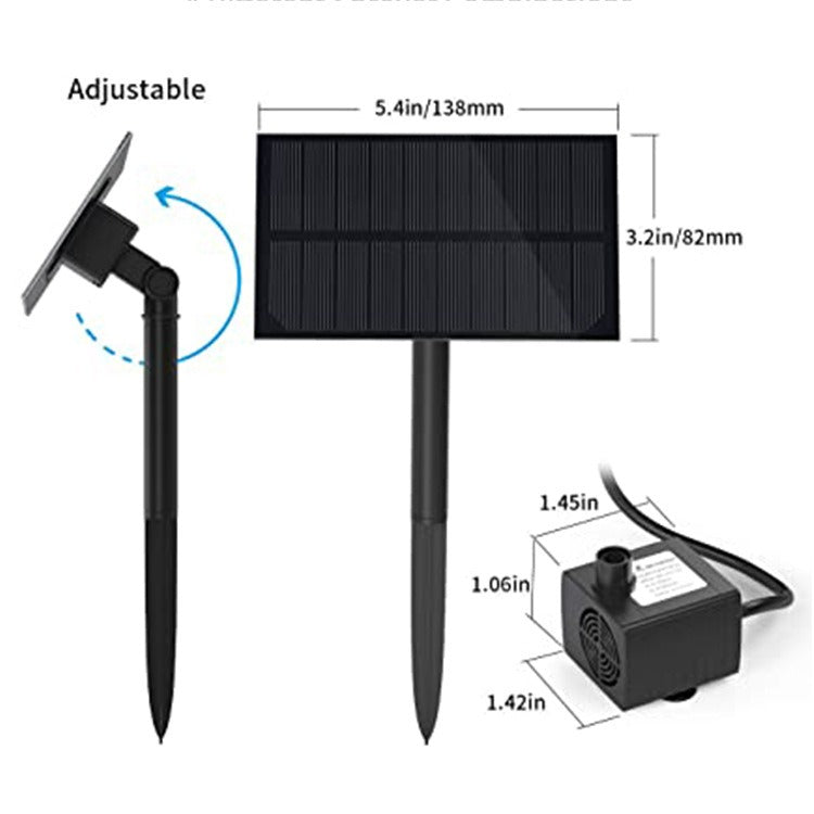 Solar Garden Fountain with 1.5W Panel and Spray Nozzles