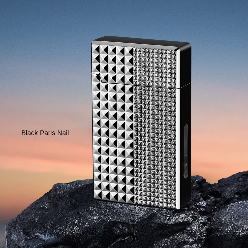 Rechargeable Metal Kerosene Lighter, Pyramid-Stud Design