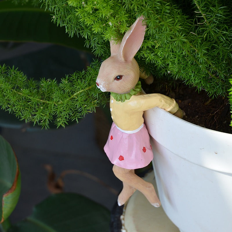 Hanging Bunny Flower Pot Decor for Balcony Planters