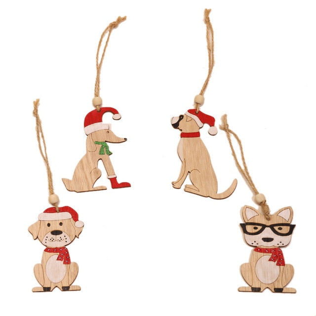 Wooden Christmas Animal Ornaments Set For Rustic Charm