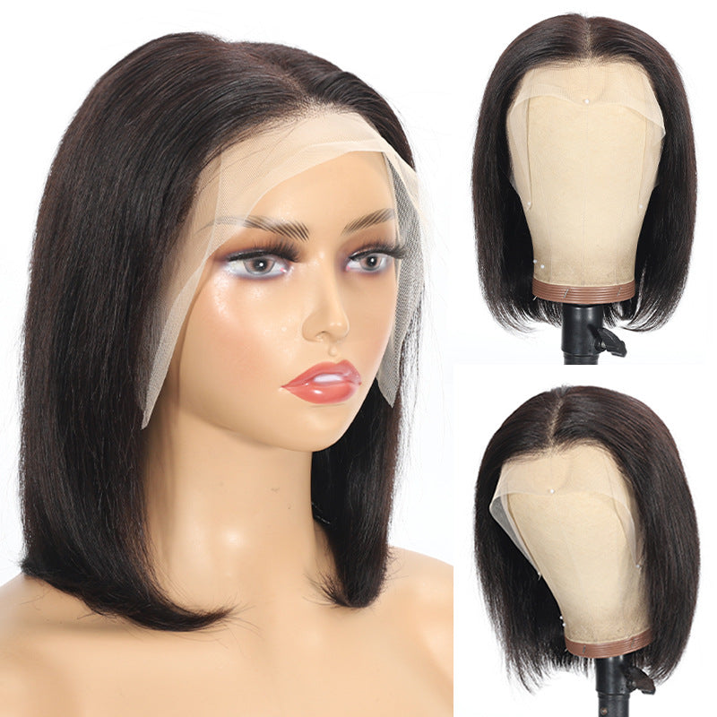 13x4 Lace Front Human Hair Bob Wig, Natural-Looking