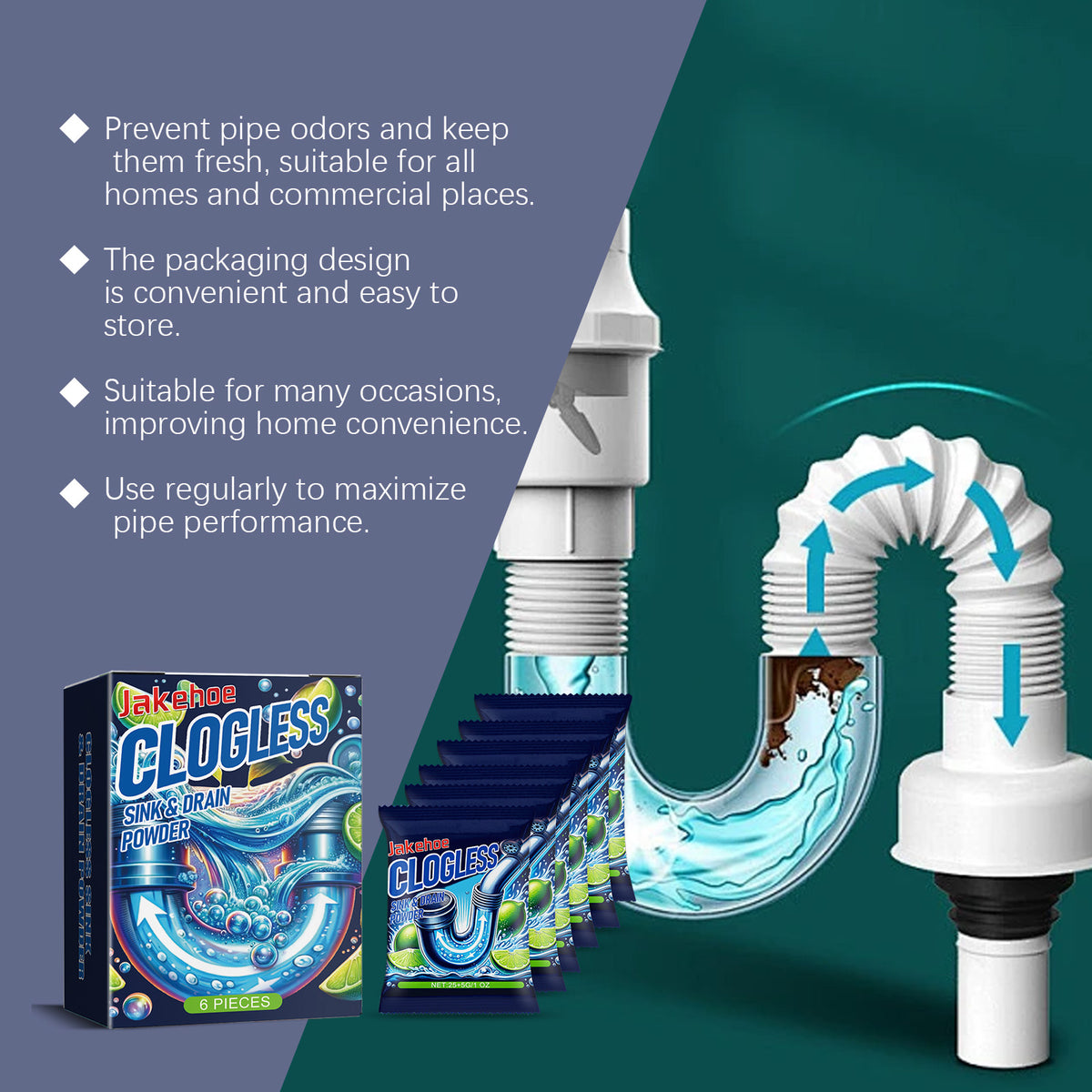 Powdered Drain Cleaner for Sink & Pipe Maintenance