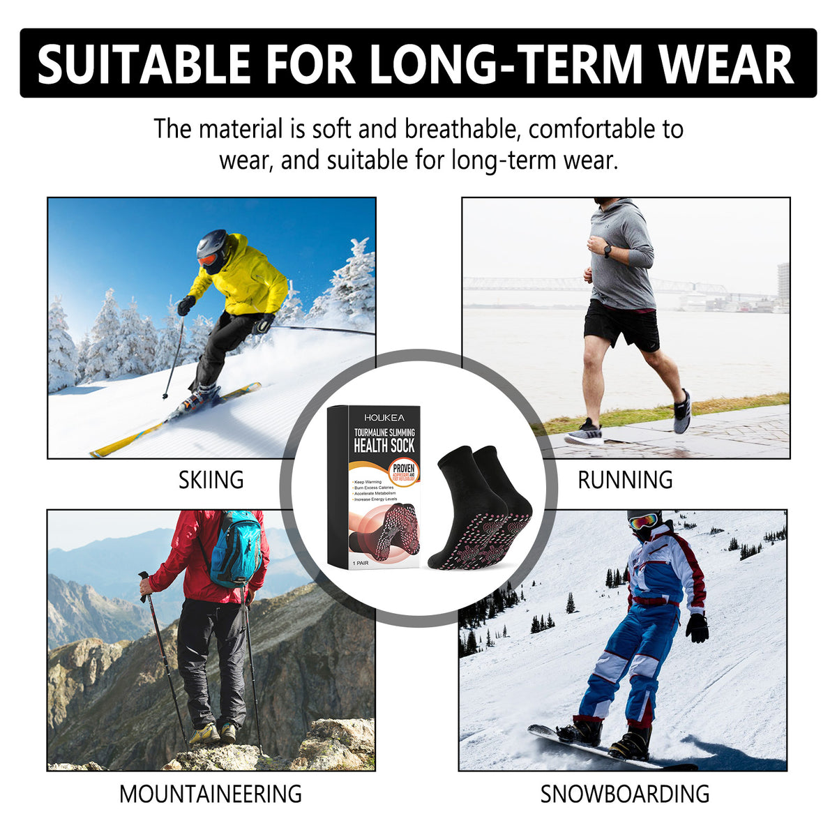 Health Socks with Warm Acupressure Sole Comfort Pair