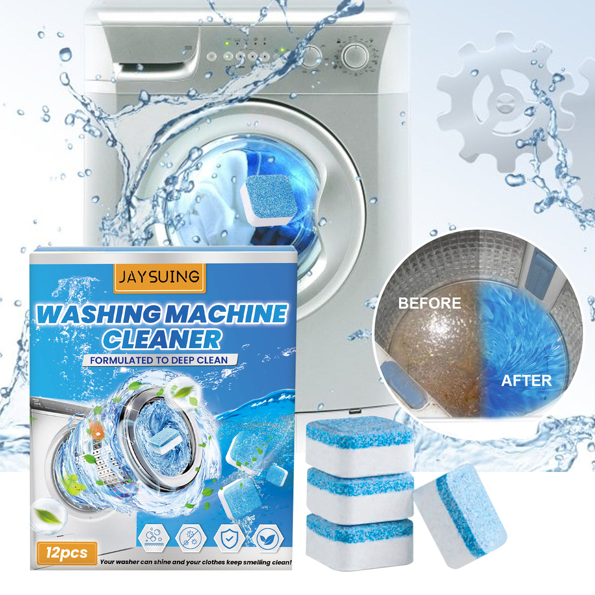 Washing Machine Cleaner Tablets for Odor & Dirt Buildup