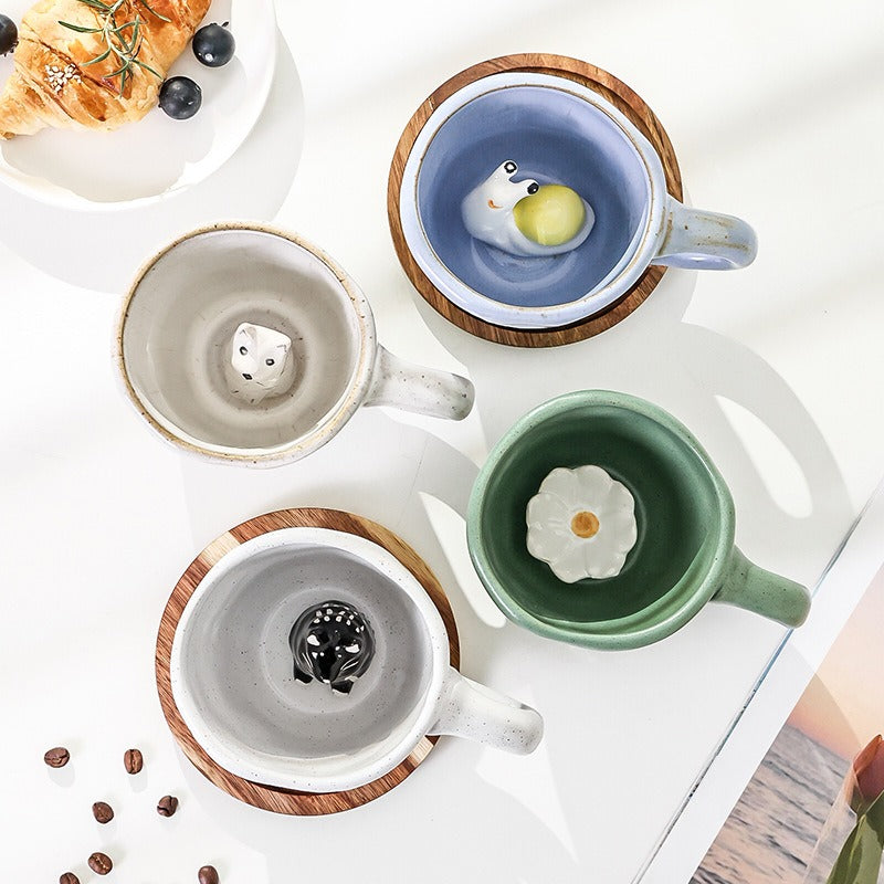 3D Animal Ceramic Coffee Mug With Hidden Animal Inside