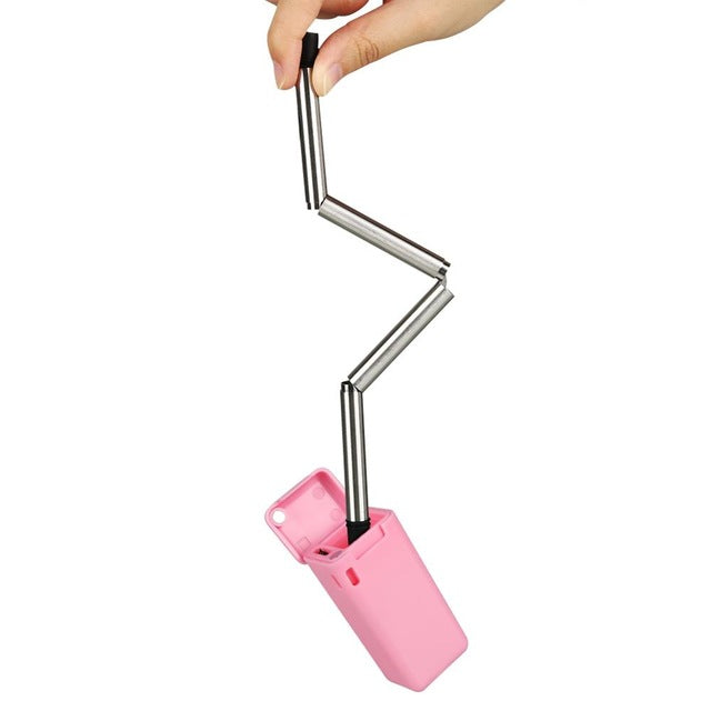 Foldable Reusable Stainless Steel Straw With Carry Case