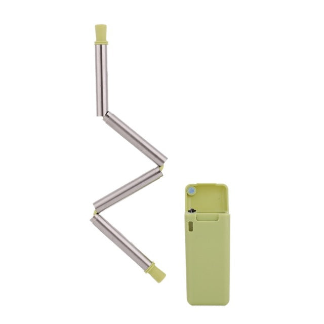 Foldable Reusable Stainless Steel Straw With Carry Case