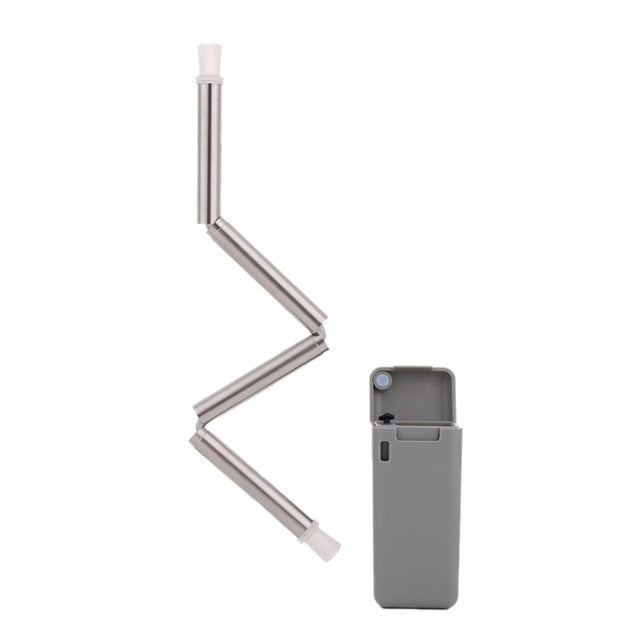 Foldable Reusable Stainless Steel Straw With Carry Case