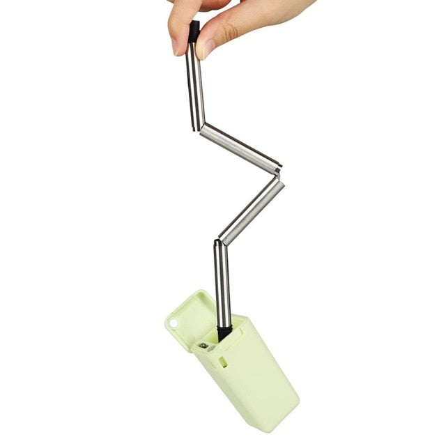 Foldable Reusable Stainless Steel Straw With Carry Case