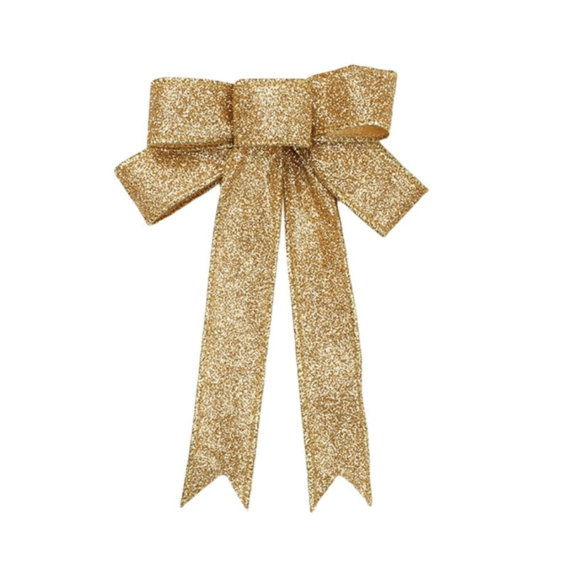 Christmas Ribbon Bow — Large Red Glitter Tree Decoration