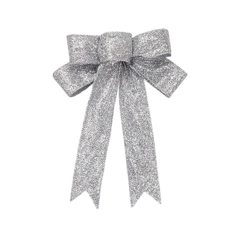 Christmas Ribbon Bow — Large Red Glitter Tree Decoration