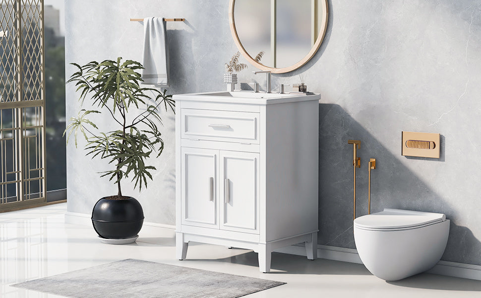 24 Inch Bathroom Vanity with Sink and Tip-Out Drawer