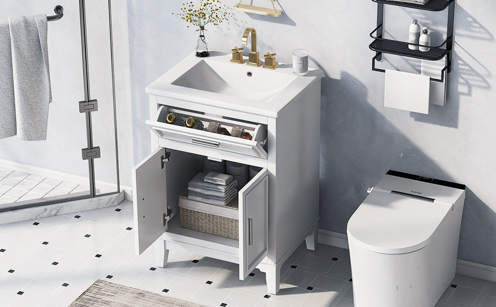 24 Inch Bathroom Vanity with Sink and Tip-Out Drawer