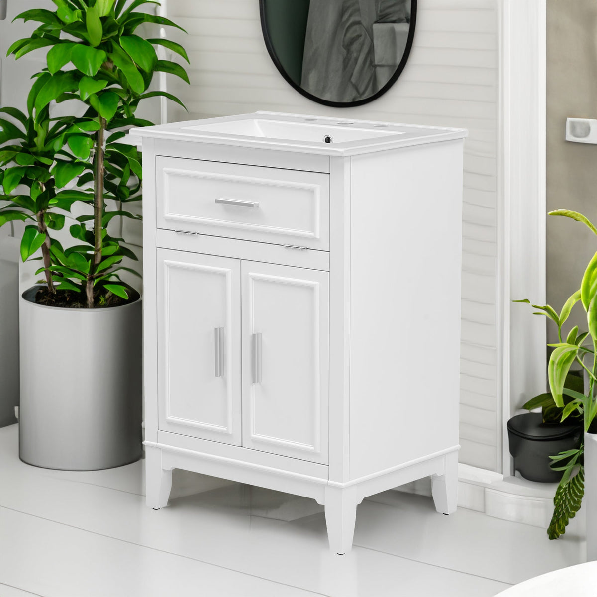 24 Inch Bathroom Vanity with Sink and Tip-Out Drawer