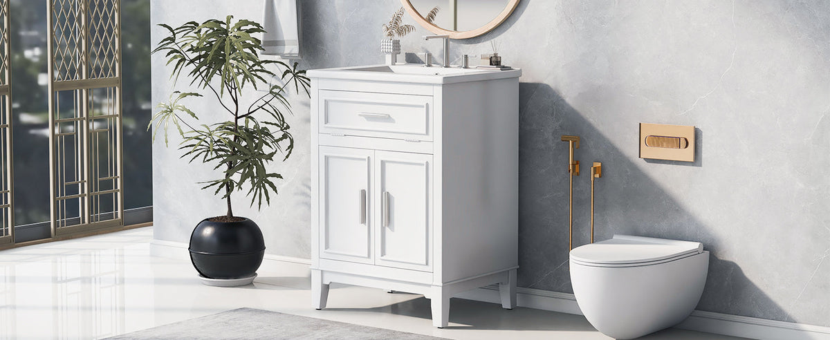24 Inch Bathroom Vanity with Sink and Tip-Out Drawer