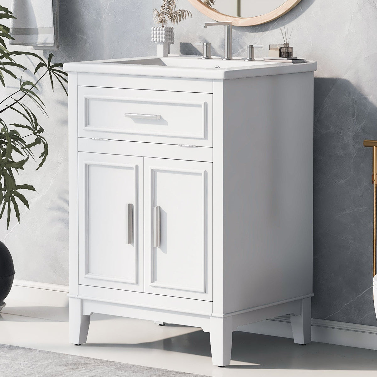 24 Inch Bathroom Vanity with Sink and Tip-Out Drawer