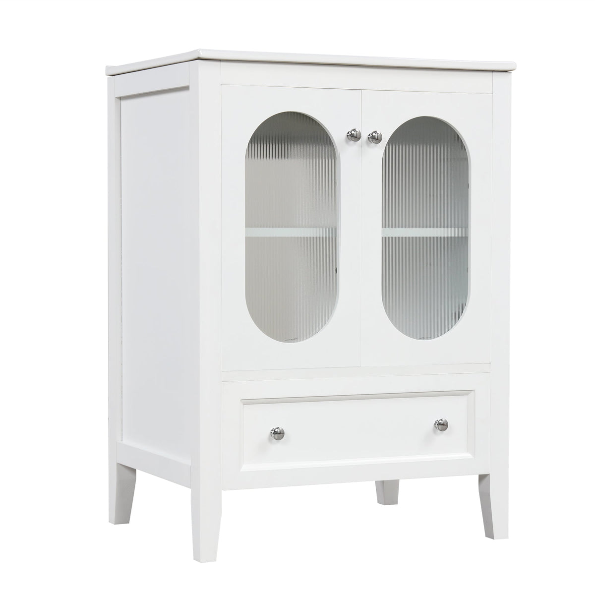 24 Inch Bathroom Vanity with Sink and Fluted Glass Doors