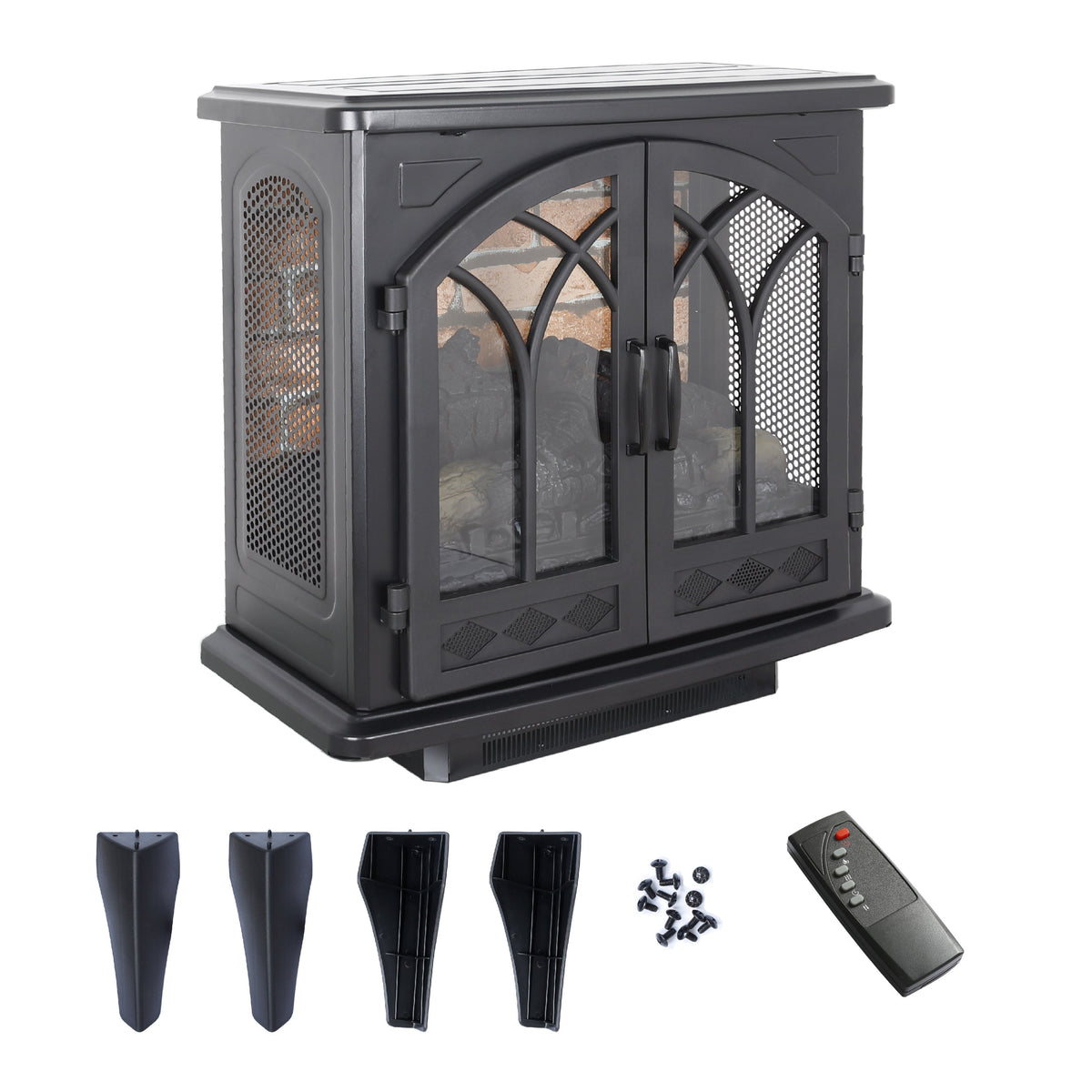 24 Inch 3D Electric Fireplace Stove with Infrared Heat