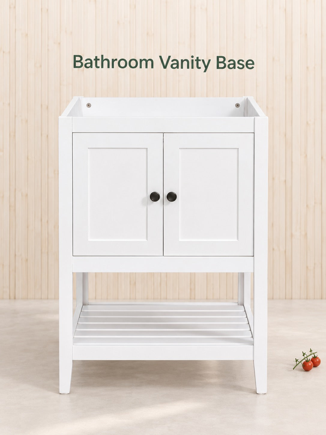 24 Inch Bathroom Vanity Base With Doors and Open Shelf