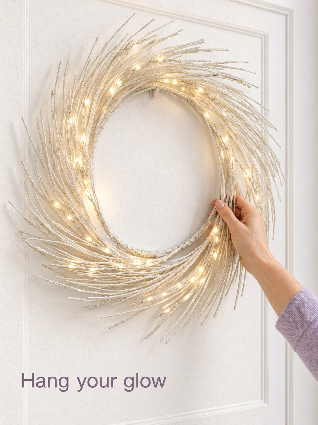 24-Inch Lit Christmas Wreath with Warm White LED Lights