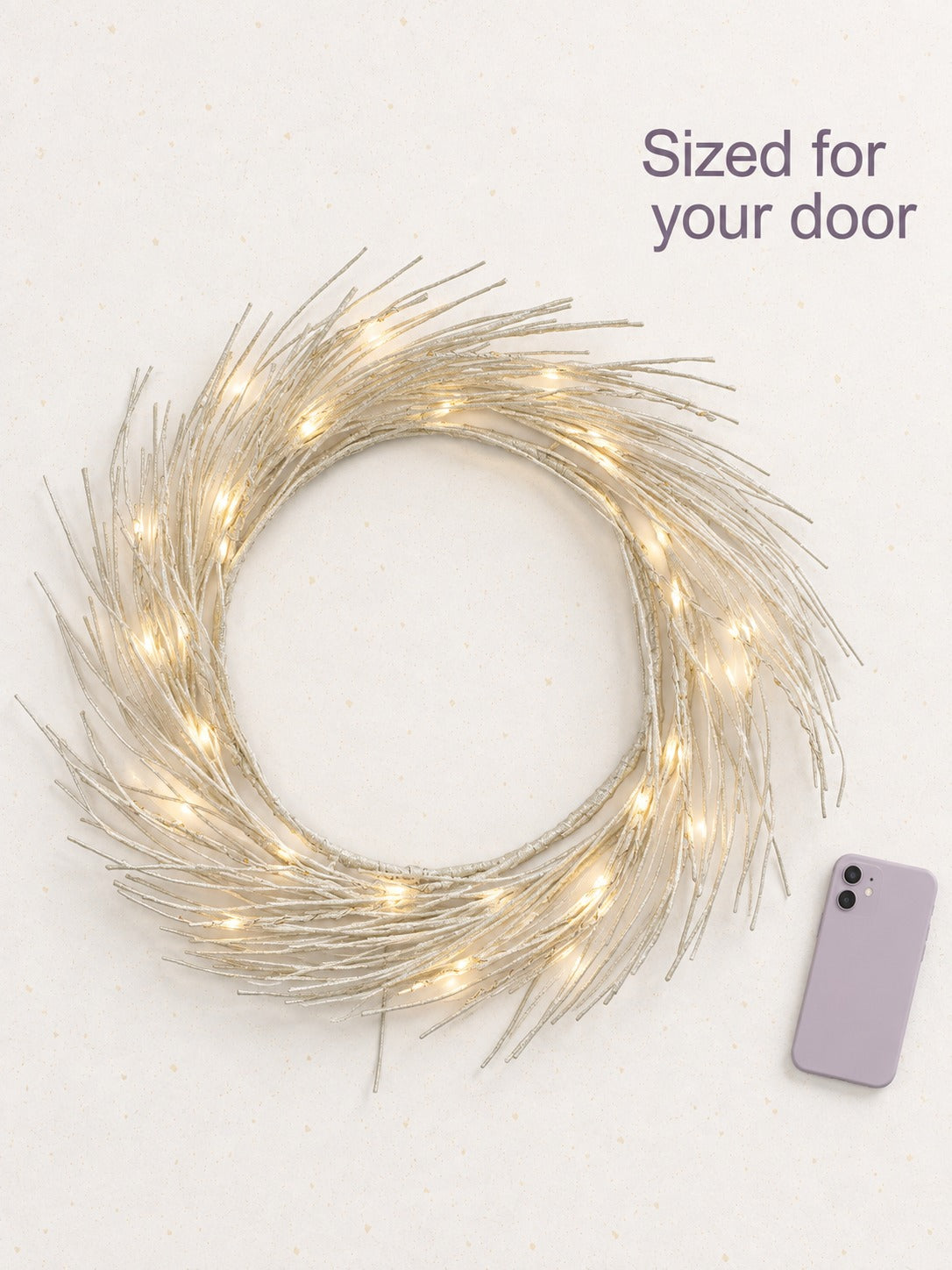 24-Inch Lit Christmas Wreath with Warm White LED Lights