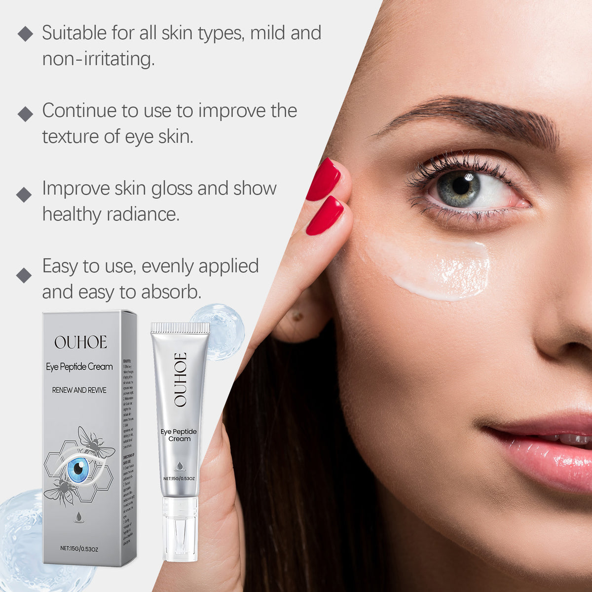 Peptide Eye Cream with Massage Tip – Smoother, Brighter Eyes