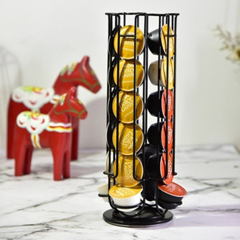 Dolce Gusto Capsule Holder: 24-Pod Rotating Rack