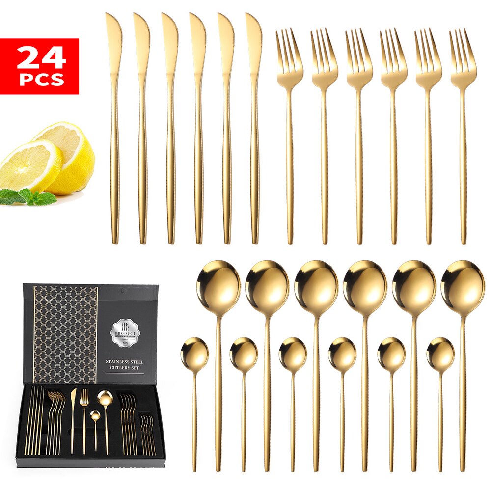 24-Piece Stainless Steel Flatware Set for 6 Place Settings