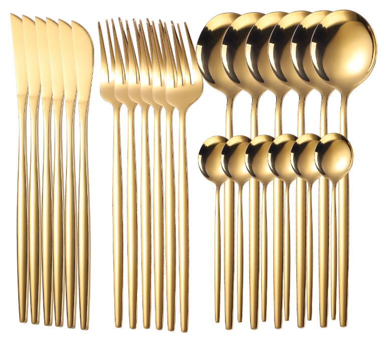 24-Piece Gold Stainless Steel Flatware Set with Gift Box